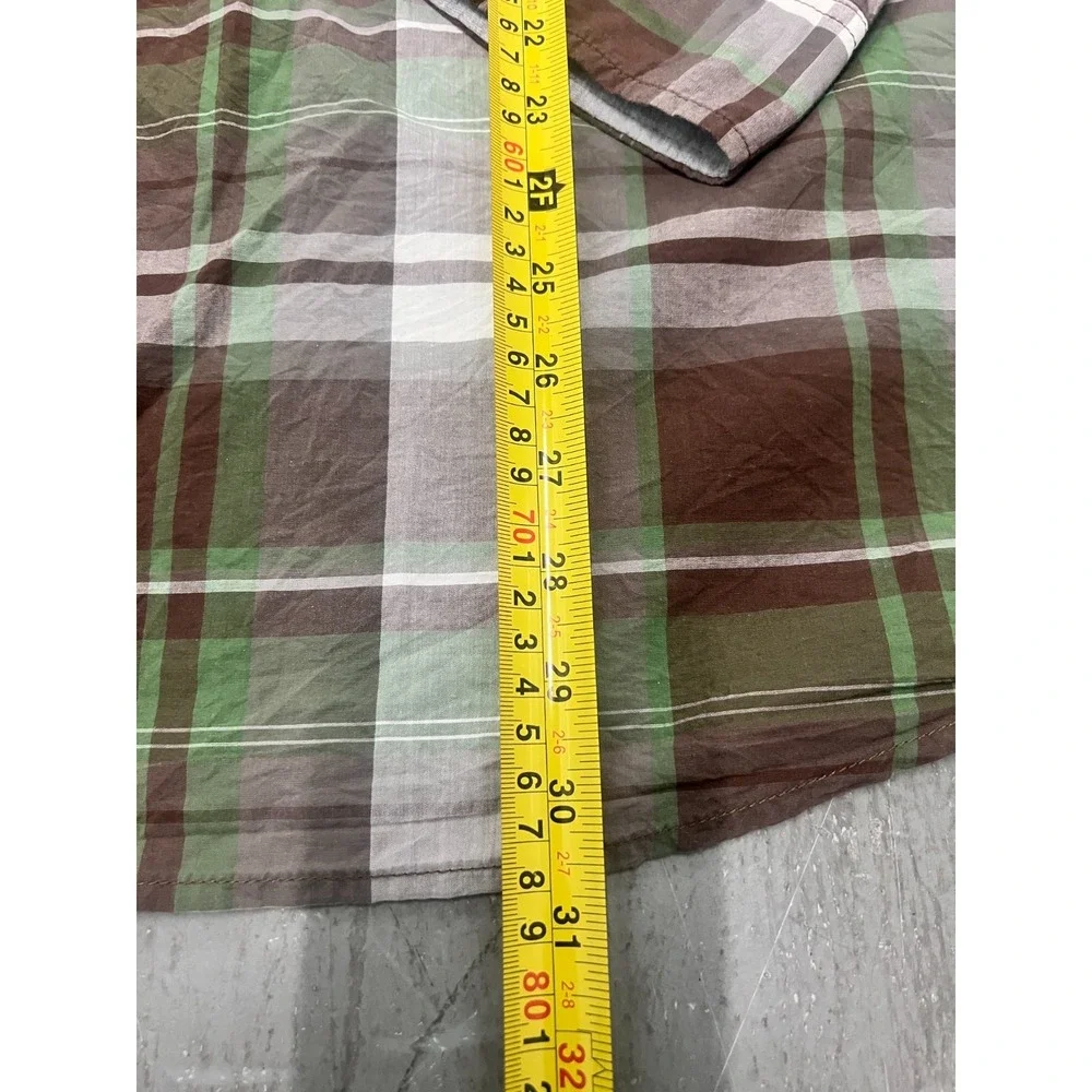 The North Face Shirt Mens Large Brown Green Plaid Long Sleeve Button Up Formal‎